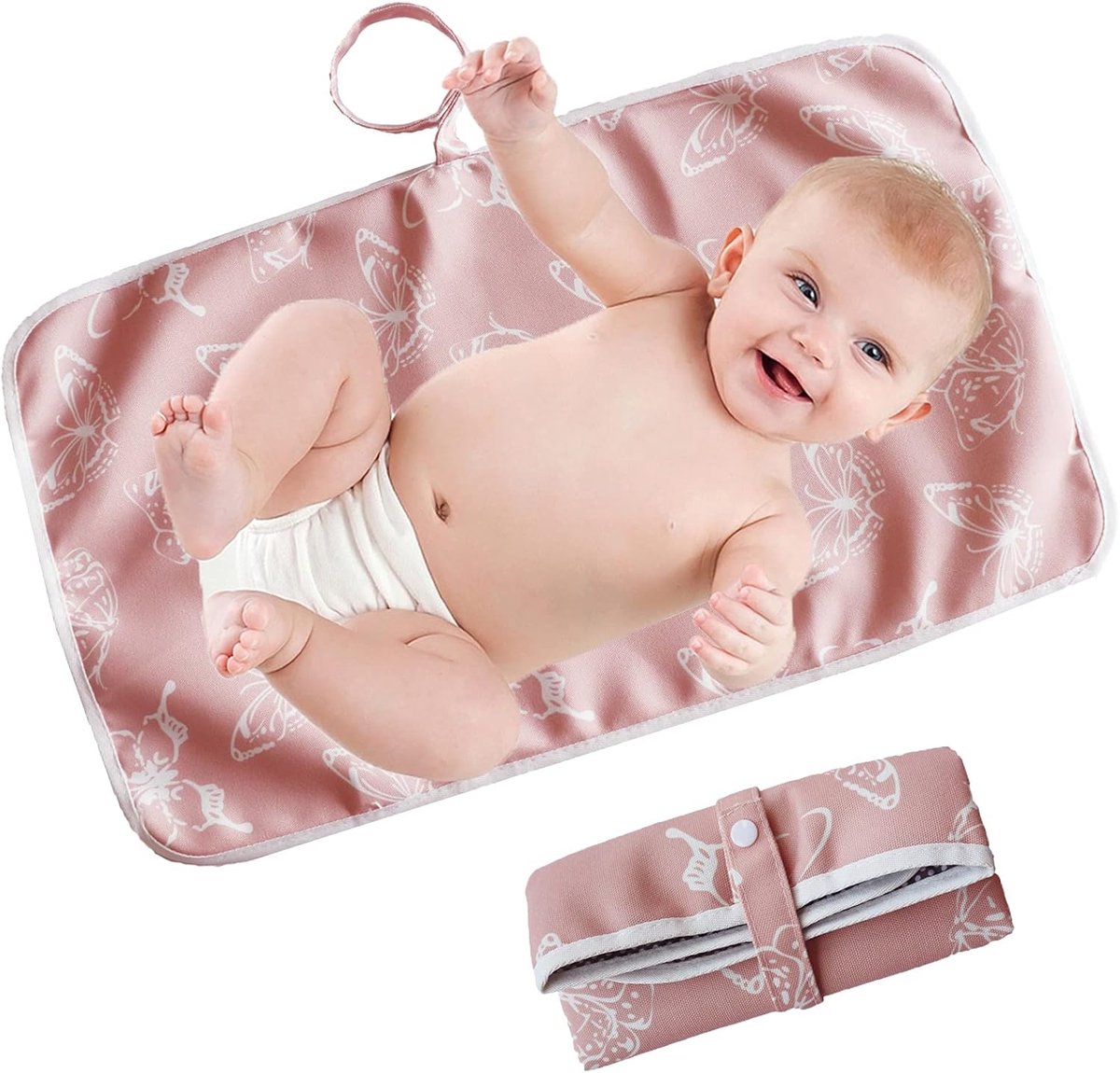 Draagbare Aankleedmat Baby 60 cm x 35 cm - Opvouwbaar Roze - Waterdicht - Ideaal voor Reizen - ShopVlot