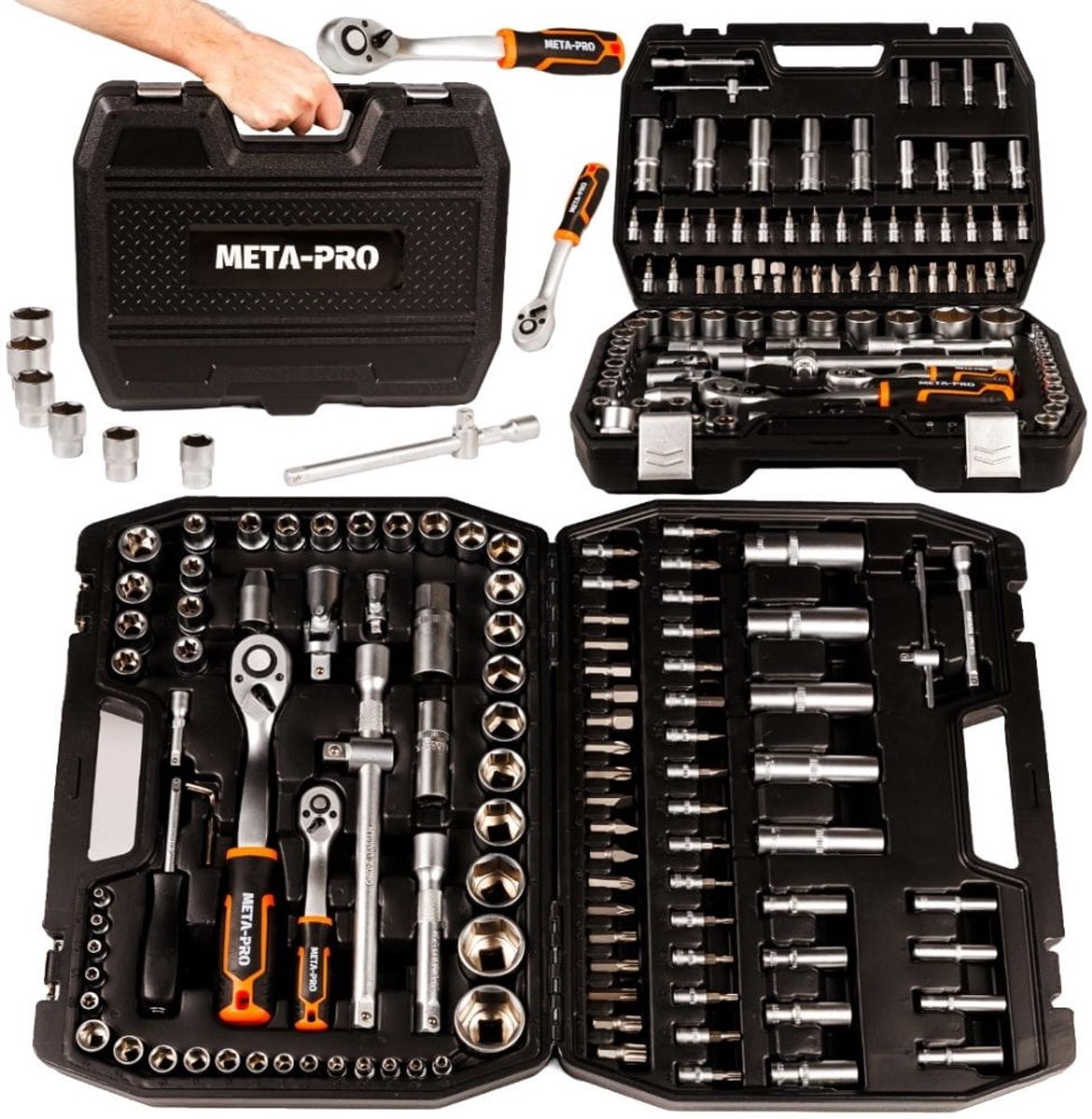 META-PRO 108-delige Doppenset 1/2" & 1/4" in koffer