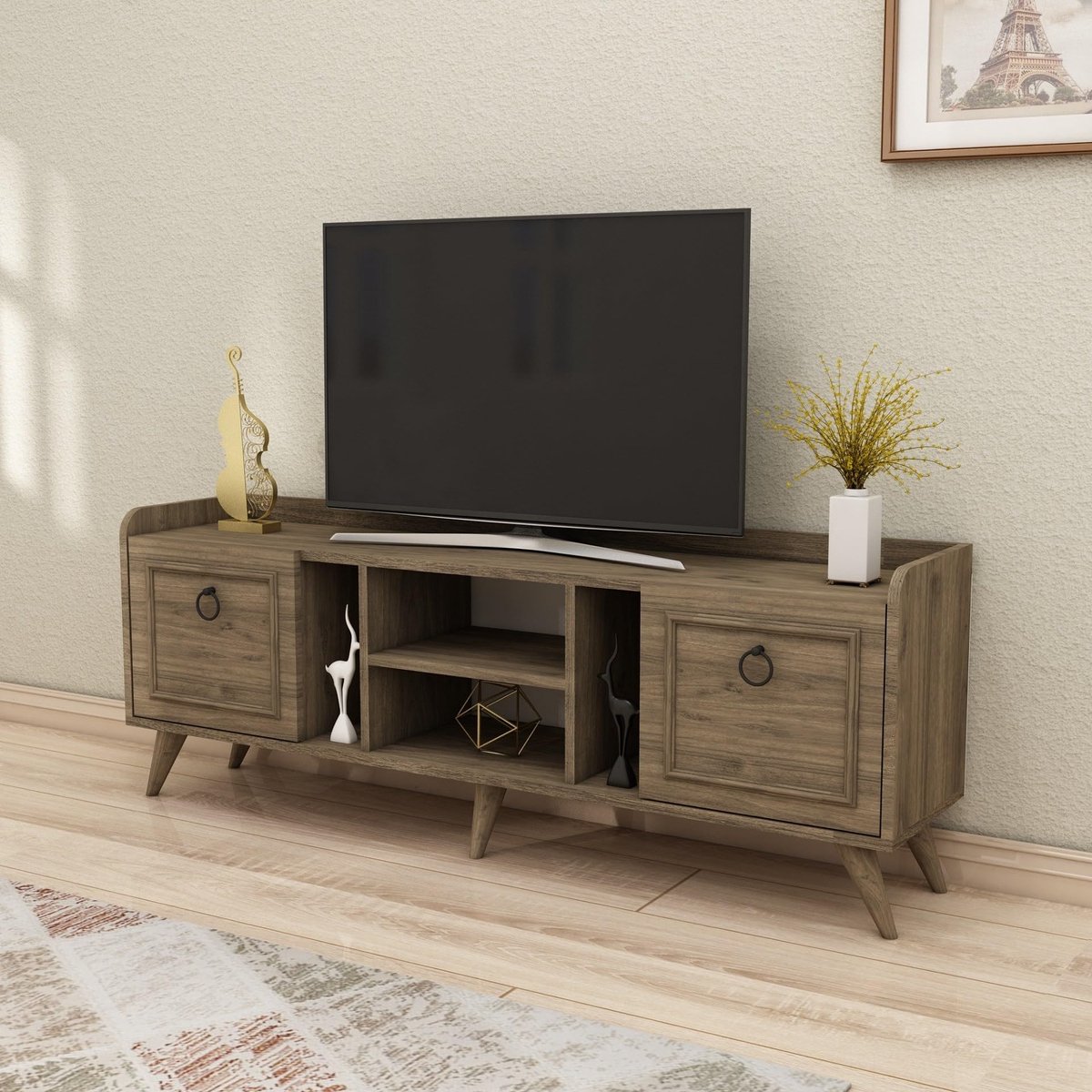 TV-unit 150 cm breed - walnoot - moderne stijl - perfect voor jouw woonkamer - ShopVlot