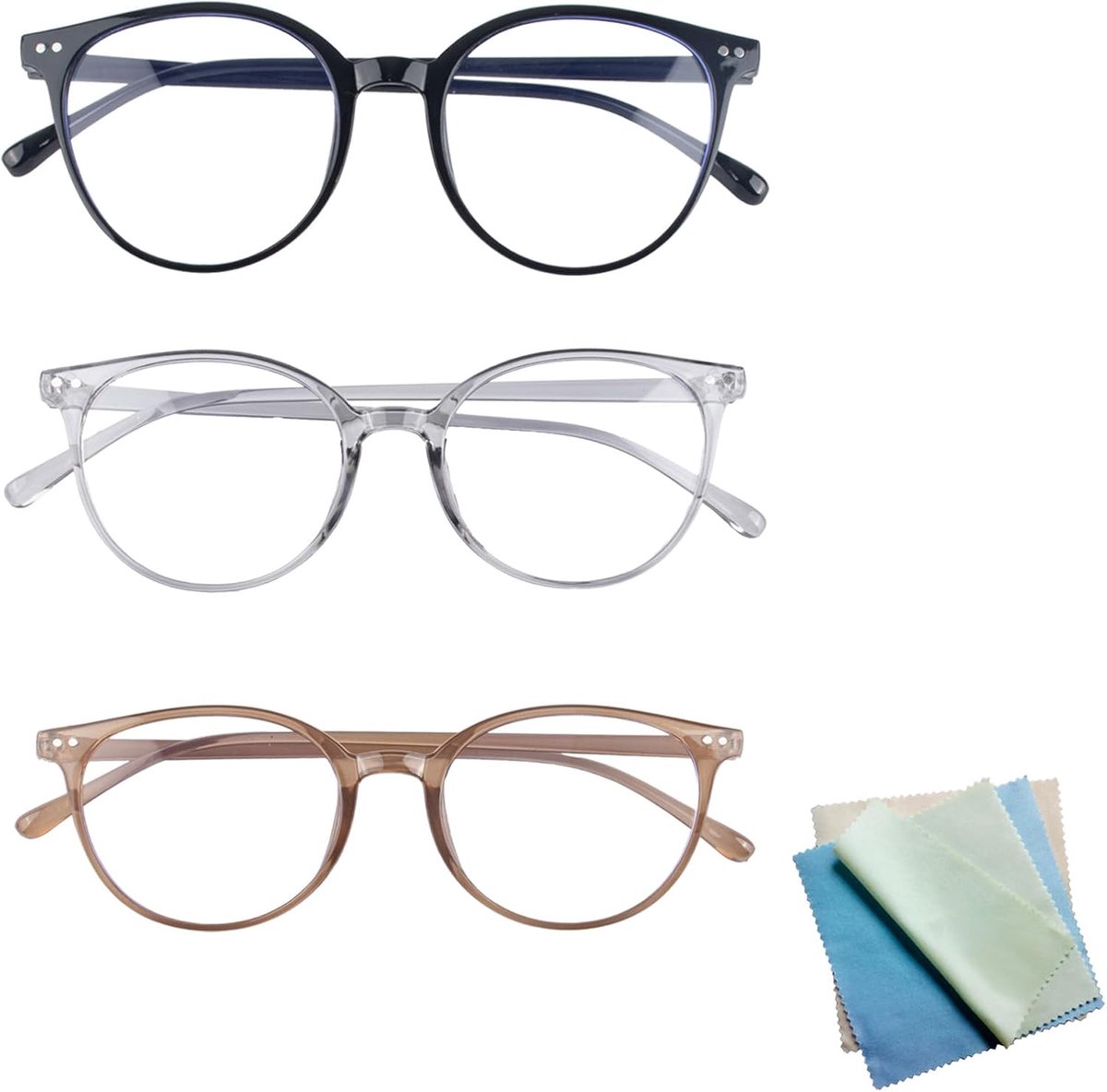 Blauw lichtbril rond slim frame - transparant - UV-bescherming - vermindert oogvermoeidheid - ShopVlot