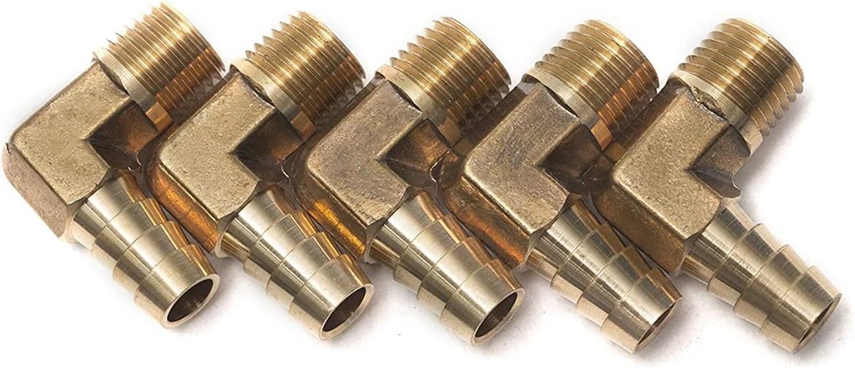 Koppeling hoek 90° - messing - mannelijke draad - ideaal voor leidingen - ShopVlot