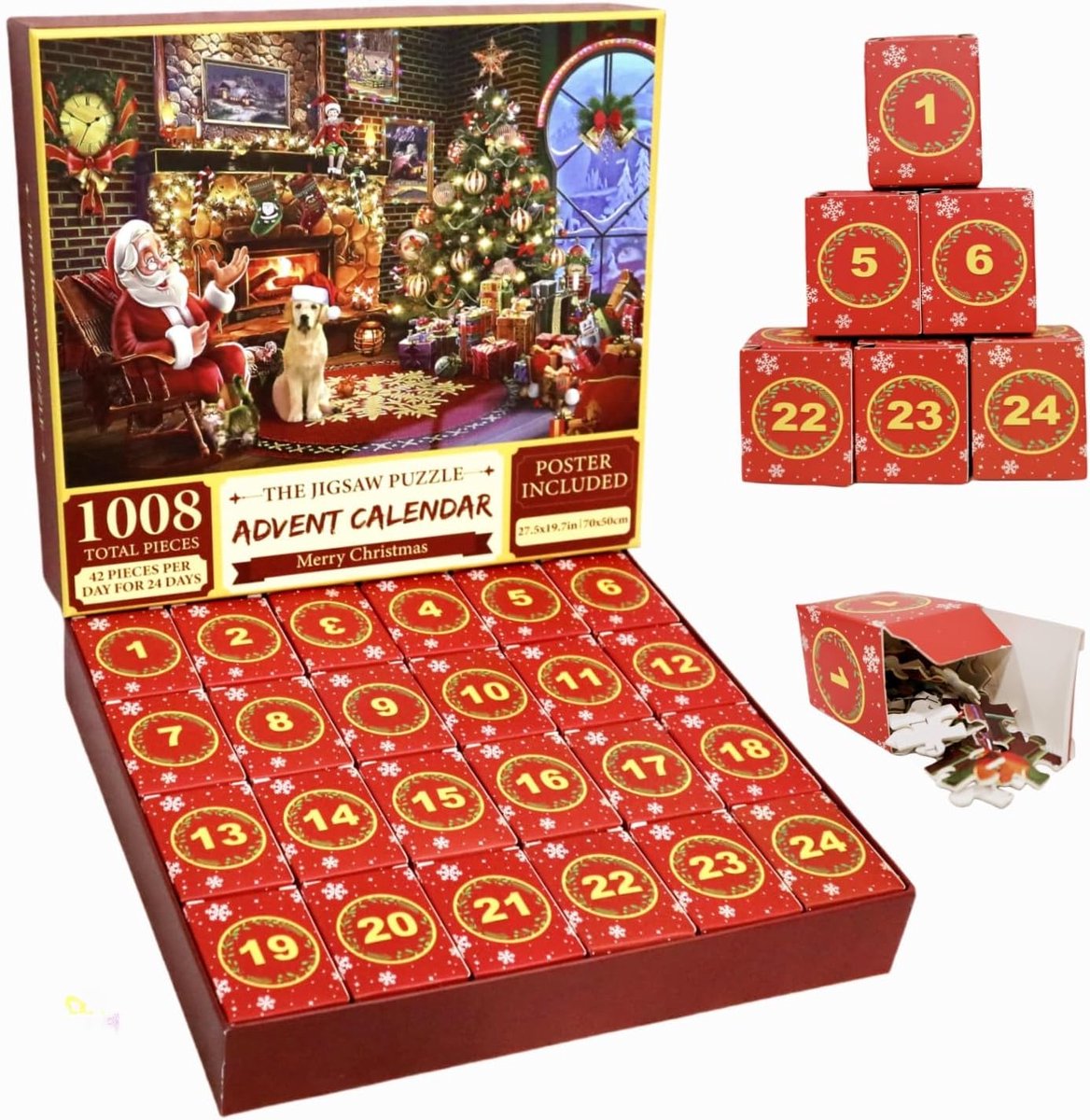 Adventskalender 2024, 1008 Stukken - Tootesa 24 Dozen - Kerstmis Puzzel - Leuk voor Volwassenen - ShopVlot
