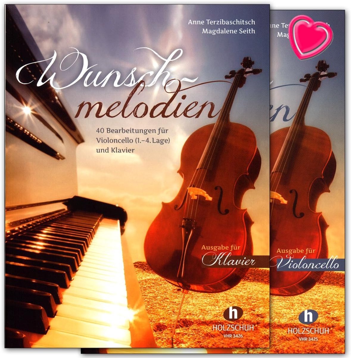 Piano en cello set - kleurrijke hartvormige muziekclip - mooie melodieën - ShopVlot