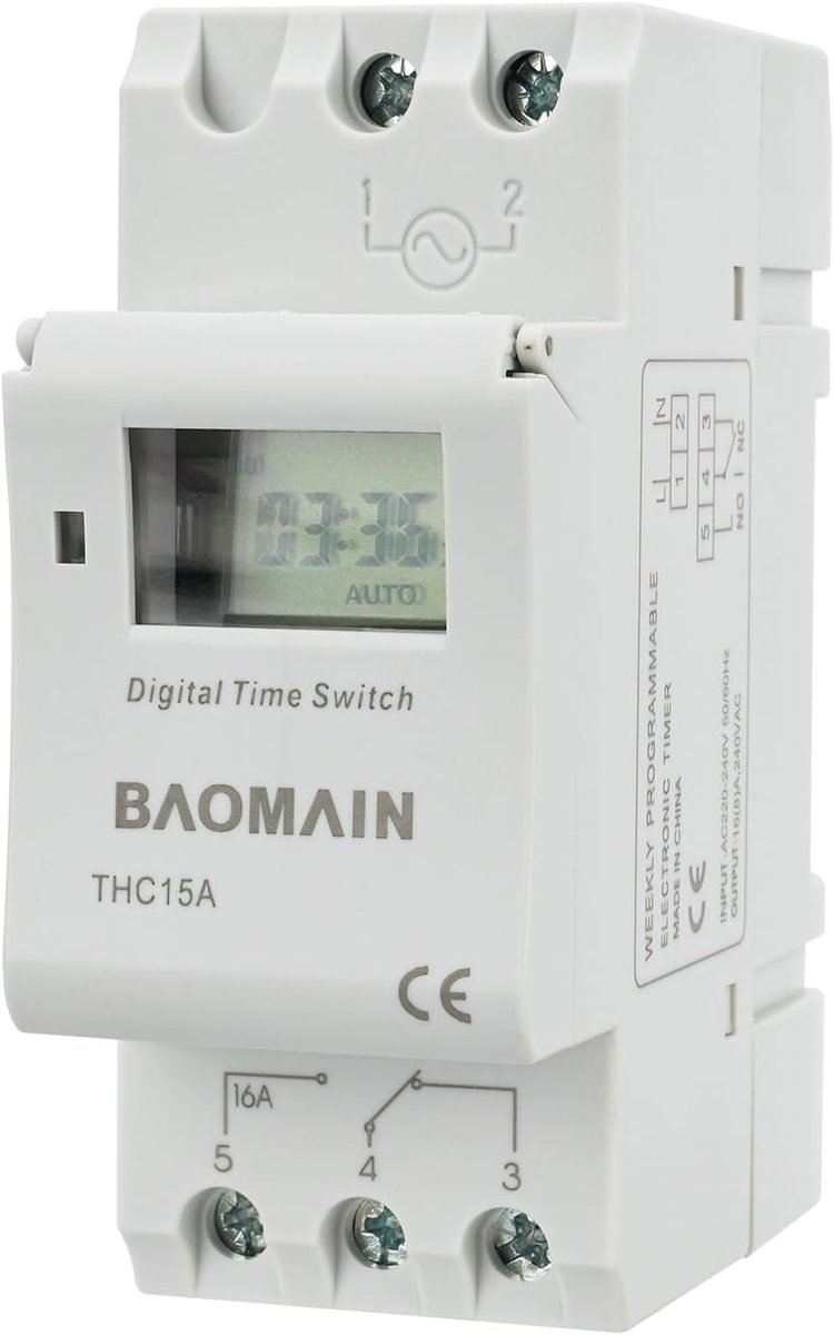digitale timer schakelaar 16A - LCD display - 28 wekelijkse instellingen - ideaal voor automatisering - ShopVlot