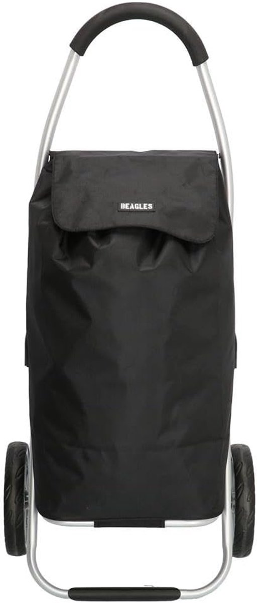 Winkelwagen 47x35x102 cm - Zwart nylon - Stevige transportwagen - Ideaal voor boodschappen - ShopVlot