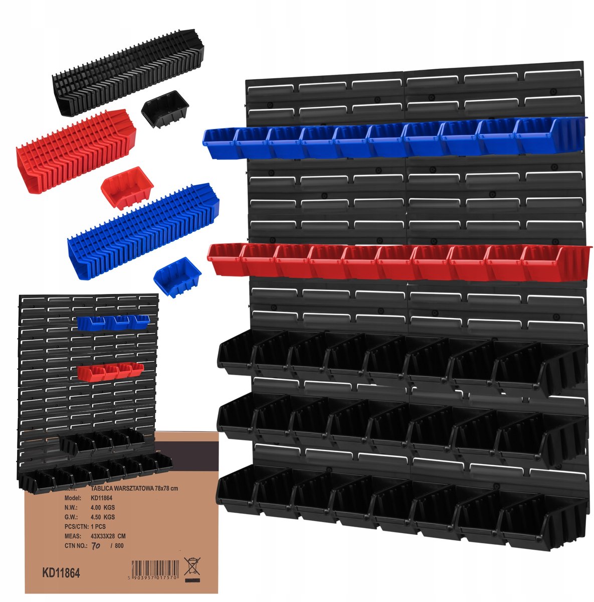 Werkbank Organizer 78x78cm met 82 Bakjes voor Gereedschap & Onderdelen
