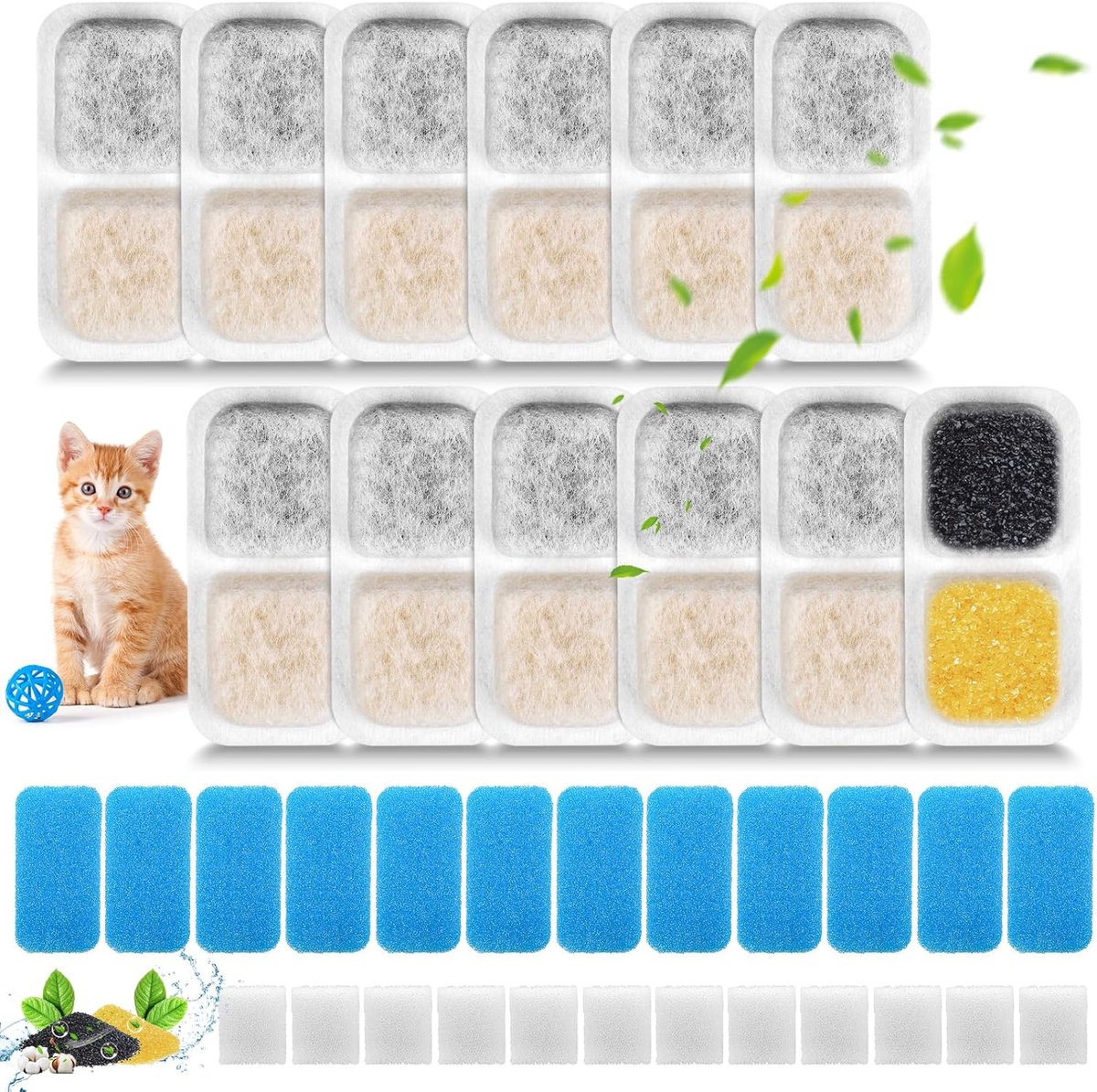 Drinkfontein filter 12-pack - inclusief voorfilter en pompsponzen - houd water schoon en vers voor katten - SnelShoppen