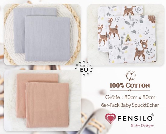 Set van 5 Katoenen Molton Luiers 80 x 80 cm - Flanellen Spuugdoeken voor Baby — afbeelding 4