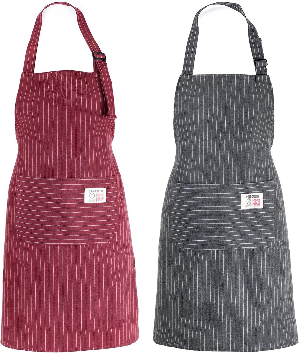 Keuken Schort Unisex 2 Stuks - Verstelbaar Katoen-Polyester - Waterdicht en Duurzaam - SnelShoppen