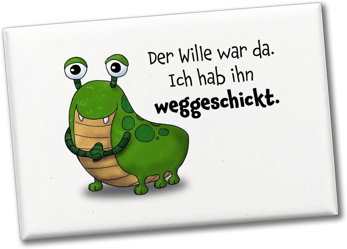 Souvenirmagnet schattig monster groen - grappige tekst - eye-catcher voor koelkast - laat je lachen - SnelShoppen