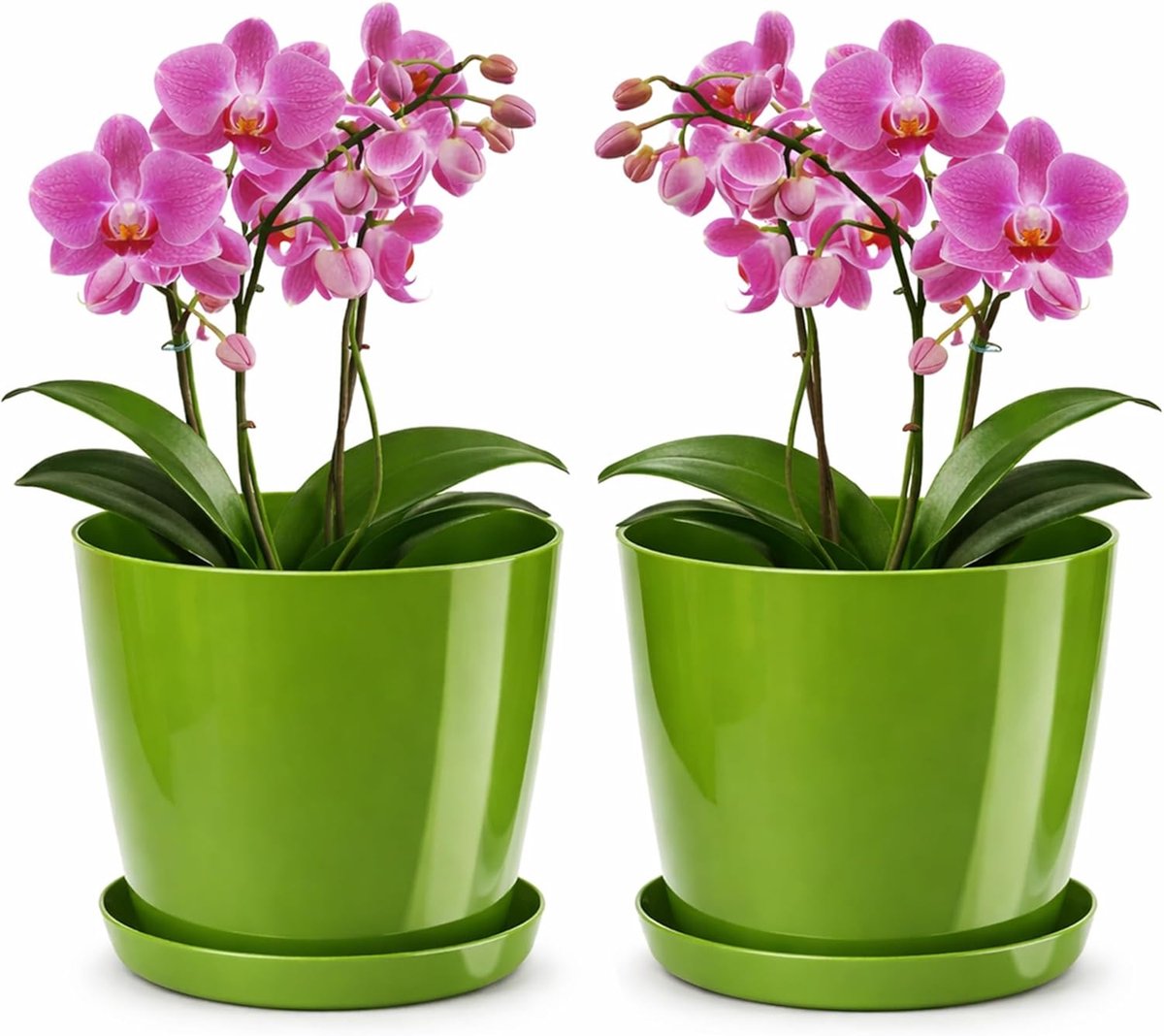 Bloempot 18 cm - Glanzend kunststof - Met schotel - Perfect voor binnen en buiten - SnelShoppen