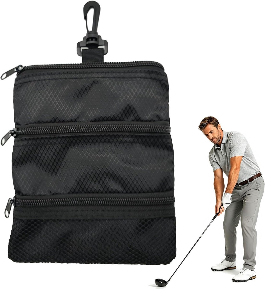 Golf Ball Bag drie lagen - nylon - opbergtas voor 18 golfballen - ideaal voor georganiseerde opslag - SnelShoppen