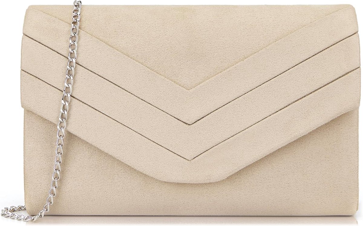 Dames partybag - damask avondtas - beige - stijlvolle schoudertas - SnelShoppen