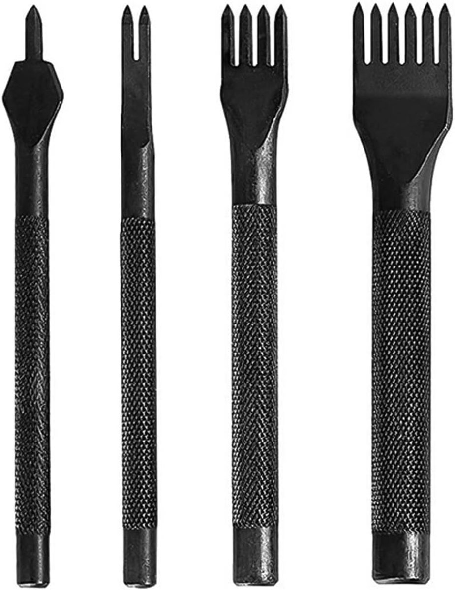 Leren vijl met gatenstans 3mm - 1/2/4/6-tandige diamantsteek set - scherp en makkelijk in gebruik - SnelShoppen