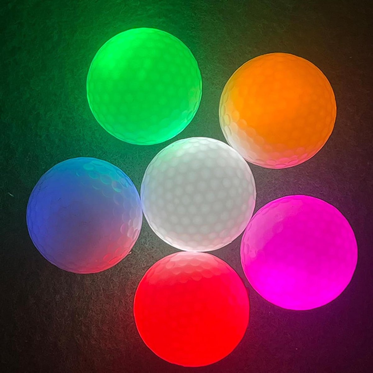 Lichtgevende golfballen - LED golfballen - Nacht training - Zelfoplichtend bij botsing - 6 stuks - Multicolor