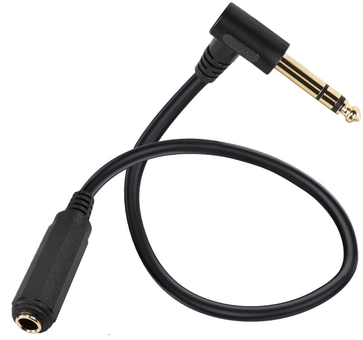 Hoofdtelefoon verlengkabel 90 graden - 6.35mm stereo - voor versterker en piano - ideaal voor audiokwaliteit - ShopVlot