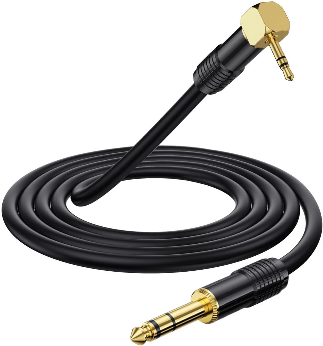 Audio kabel 3.5mm naar 6.35mm - 90 graden hoek - TRS stereo - ideaal voor beperkte ruimte - ShopVlot