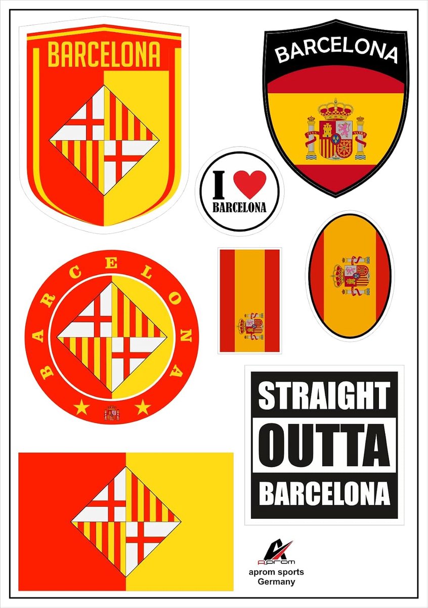 Barcelona sticker set 8 stuks - vinyl - waterproof - ideaal voor auto en motor - ShopVlot