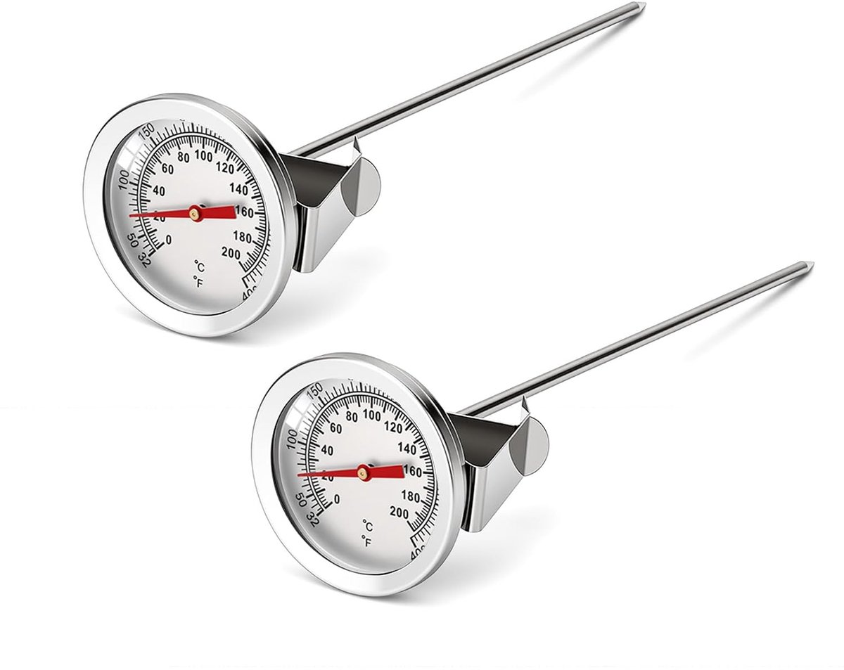 Lange sonde wijzerplaatthermometer 0-300°C - roestvrijstalen hittemeter - 300mm sonde - ideaal voor hoge temperaturen - ShopVlot