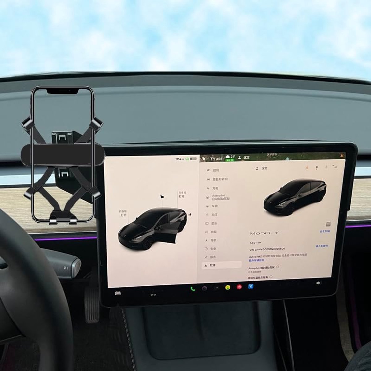 Auto telefoonhouder voor Tesla Model 3 Y - 15 inch scherm - geüpgraded basis - stevig en veilig - ShopVlot