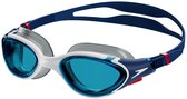 Speedo Biofuse 2.0 Zwembril - Ergonomische Duikbril Volwassenen - Anti condens & UV-bescherming - Professionele Zwembril met Drukknopsluiting - Superzachte Afdichting - Blauw/Wit