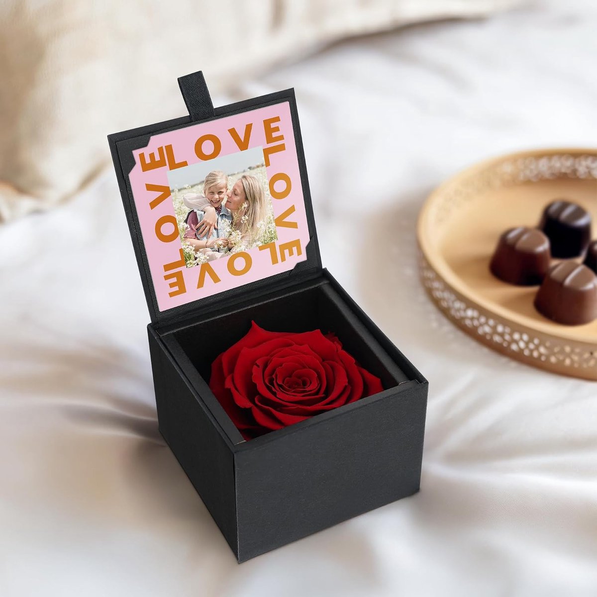 Eternal rose onder bell - gepersonaliseerd met naam - langdurige Ecuadoriaanse roos - uniek kunstwerk voor vrouwen - ShopVlot