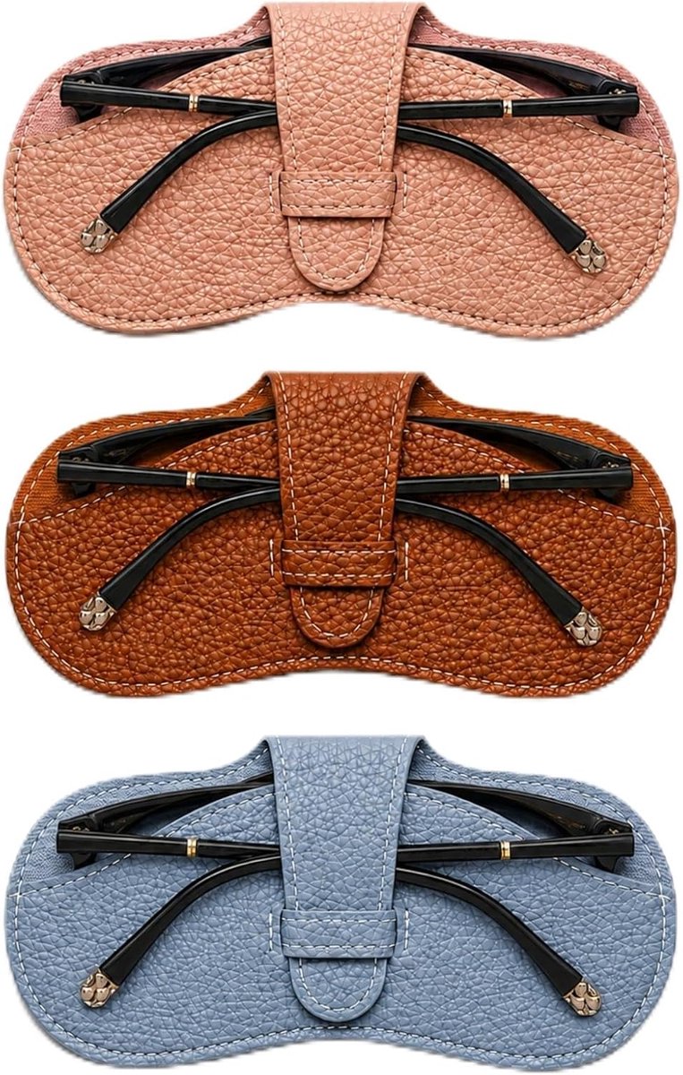 Brillenkoker set van 3 - PU-leer - zachte binnenvoering - ideaal voor reizen - ShopVlot