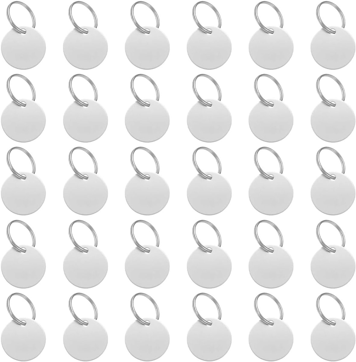 Blank labels 30 stuks - roestvrij staal - voor graveren - ideaal voor sleutelhangers en sieraden - ShopVlot