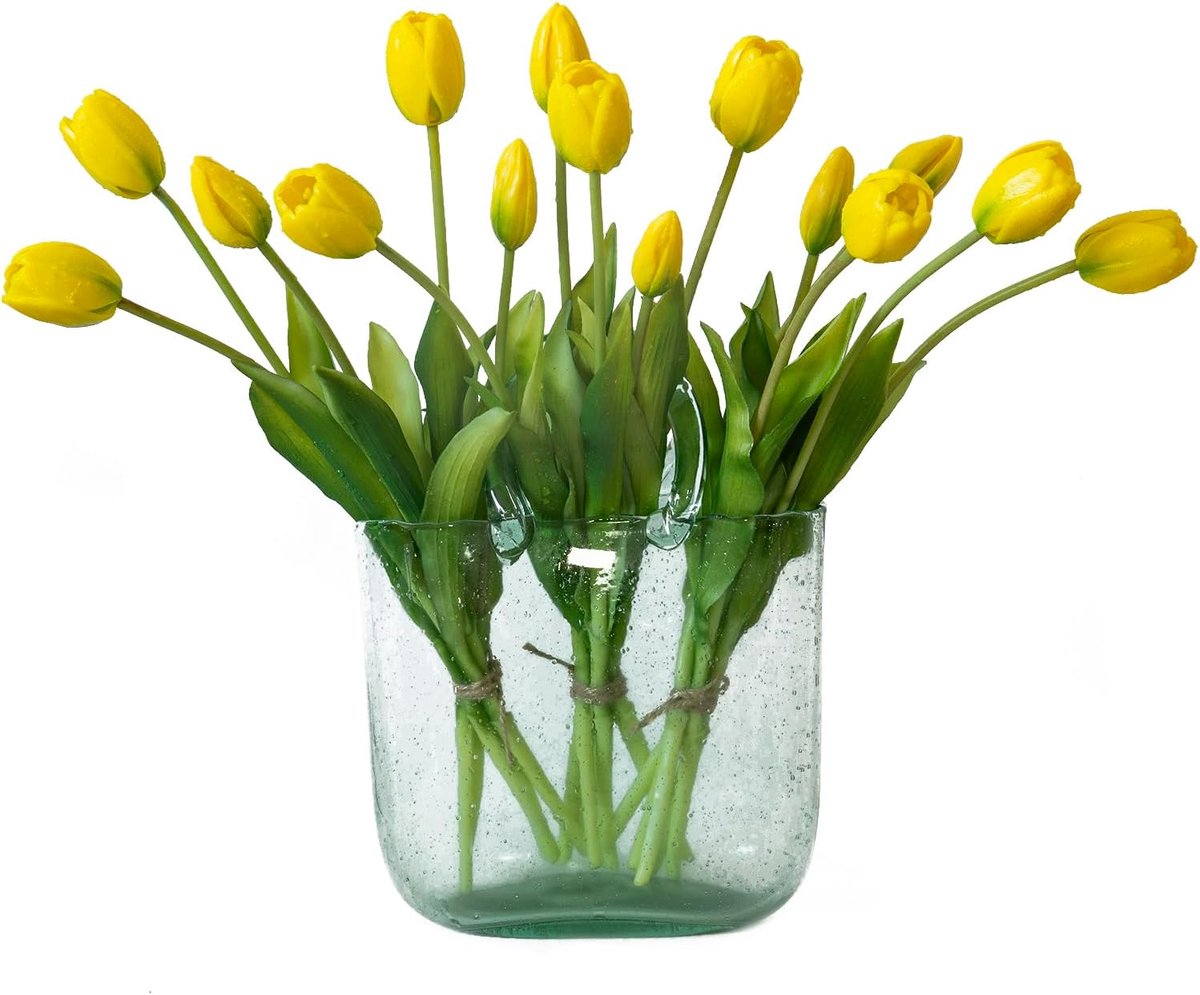 Kunstmatige tulpen bloemen 15 stuks - real touch latex boeket - voor kantoor en feestdecoratie - ShopVlot