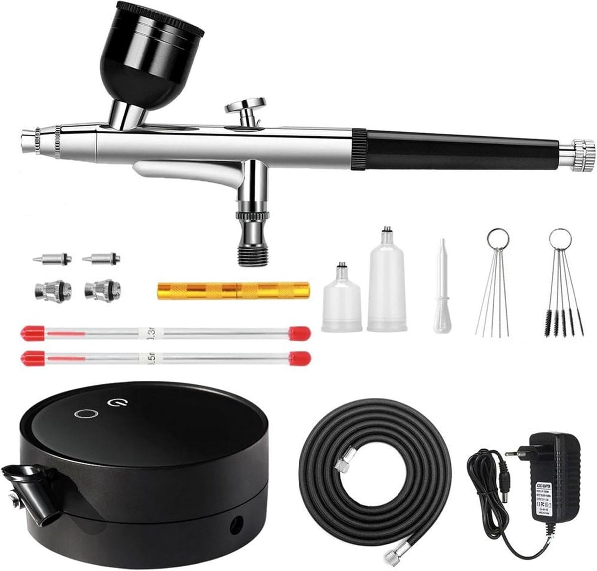 Airbrush set - 3 spuitpistolen - inclusief accessoires - ideaal voor gedetailleerd schilderen - ShopVlot