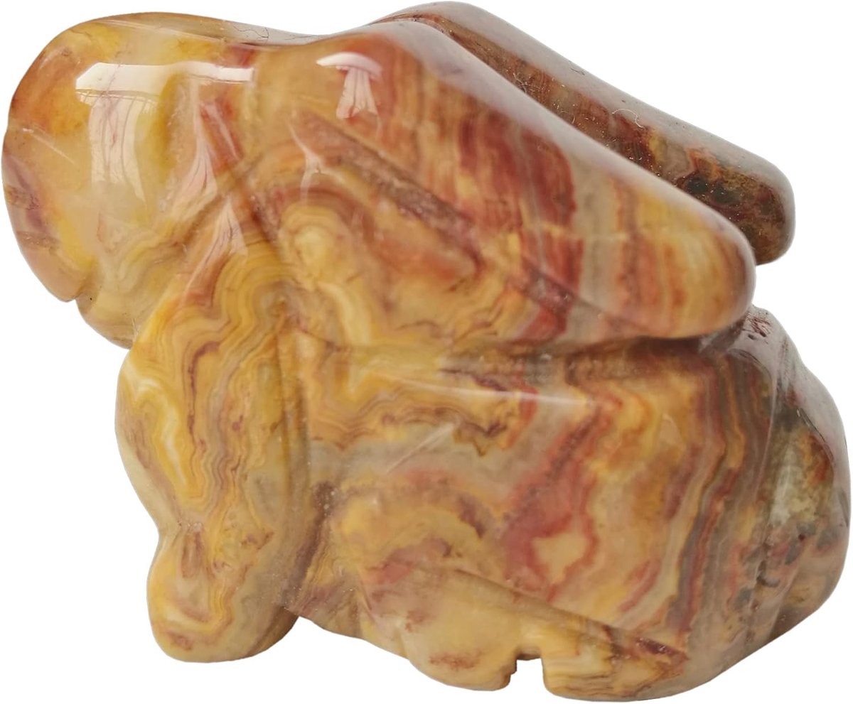 Konijn figuur - natuurlijke onyx - handgecarveerd - symboliseert de vernieuwing van de lente - ShopVlot