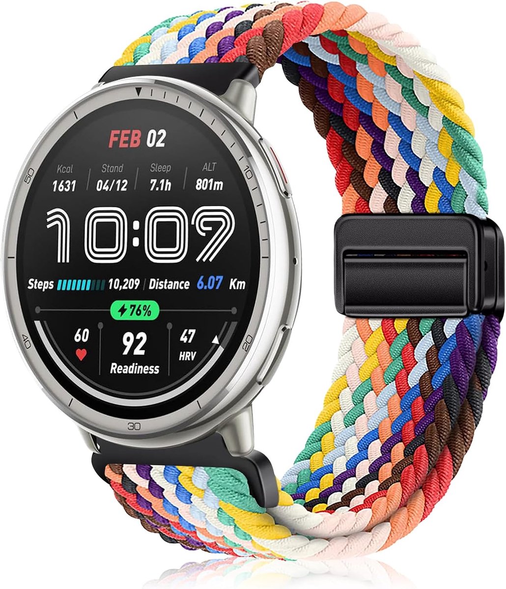 Nylon Horlogeband 20 mm - Regenboog - Comfortabel en stijlvol - Geschikt voor Amazfit Active 2 - ShopVlot