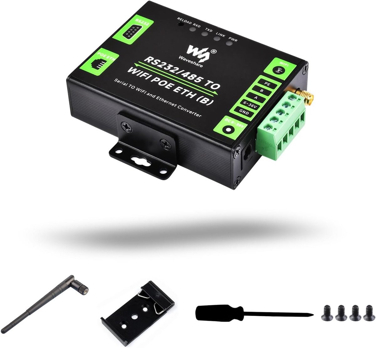RS232/485 naar WiFi & Ethernet Serial Server - PoE ondersteuning - Industrieel MQTT Gateway - ShopVlot