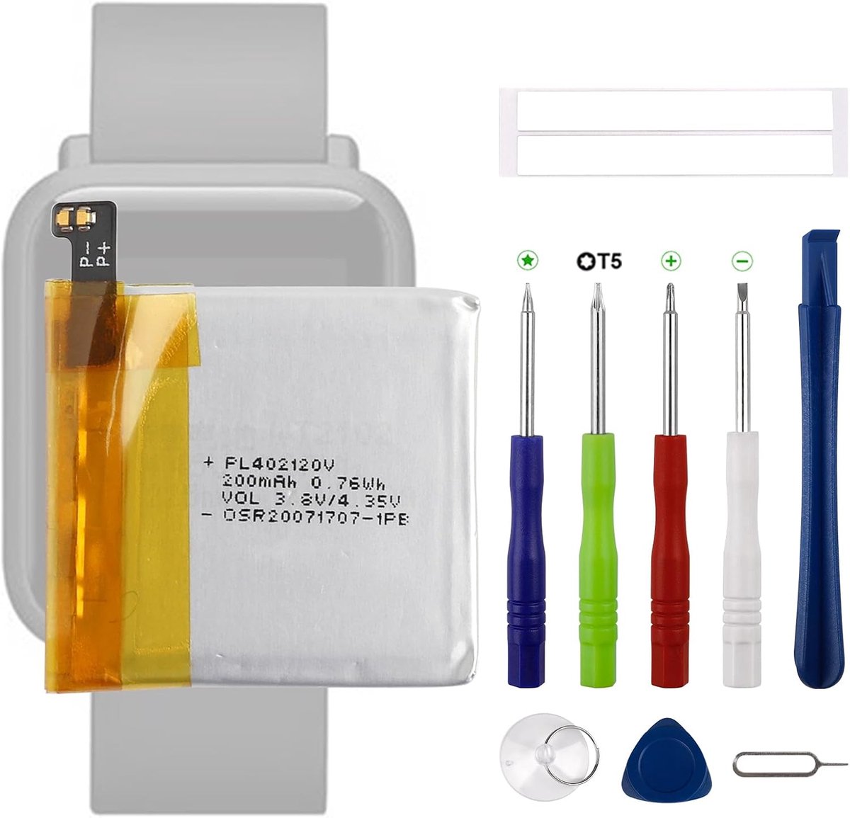 Vervangingsbatterij PL402120V - Compatibel met Ama-Amazfit A1608 - Inclusief reparatiewerktuig - Eenvoudige installatie - ShopVlot