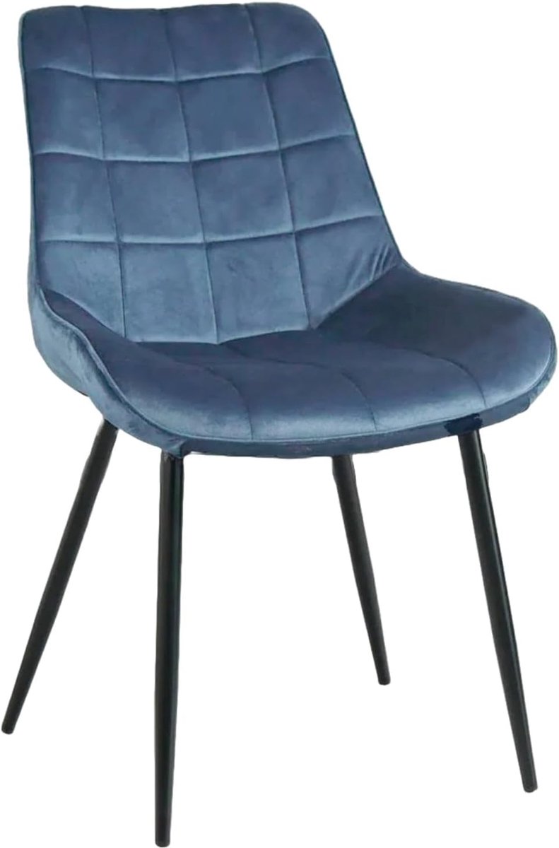 Eetkamerstoel set van 4 - Donkerblauwe velvet - Makkelijke montage - Comfortabel zitten - ShopVlot