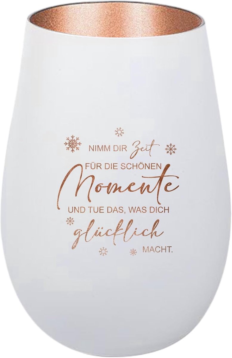 Windlicht 120 mm - Wit Brons - Gegraveerd met tekst - Creëer een sfeervolle ambiance - ShopVlot