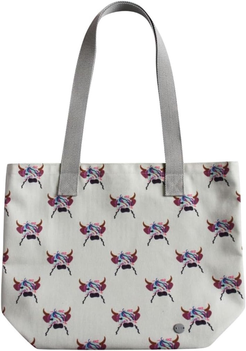 Shopper tas Highland Cow print - 100% katoen canvas - ruime strandtas - perfect voor vakantie - ShopVlot