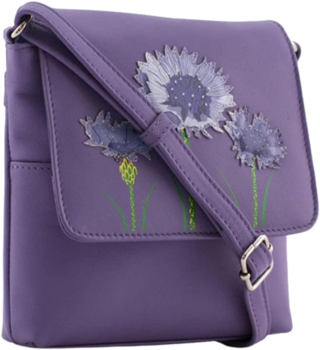 Mini crossbody tas 16 x 17 x 3,5 cm - echt leer - met kaartsleuven en ritsvak - ideaal voor onderweg - ShopVlot