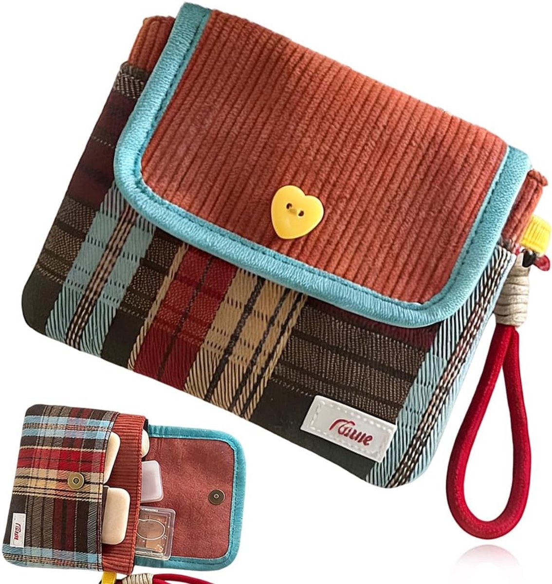 Cosmeticabuidel voor Vrouwen - Compact en Praktisch - Rood Geruit - Ideaal voor Make-up Organisatie - ShopVlot