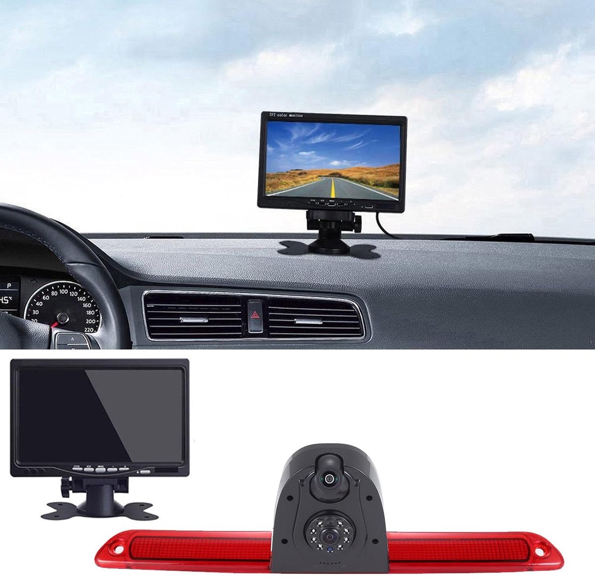 Parkeerhulp camera 7 inch LCD - dubbele achteruitrijcamera - HD nachtzicht - ShopVlot