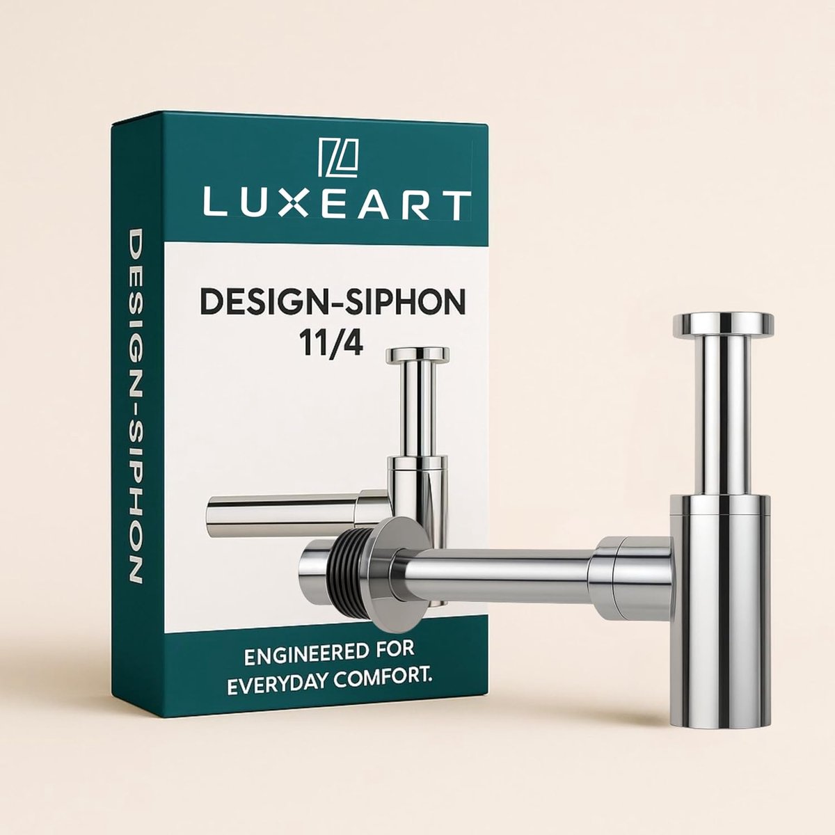 Sifon G1 1/4 inch - chroomplaat messing - met inbouwbuis - veilige geurafsluiting - ShopVlot