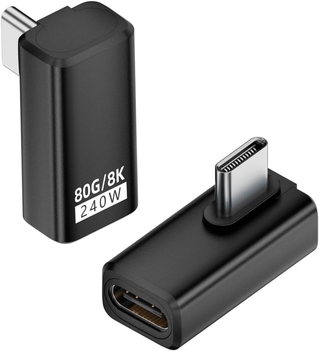 USB C Adapter 240W - 90 graden hoek - 8K Video & OTG ondersteuning - Ideaal voor laptops en tablets - ShopVlot