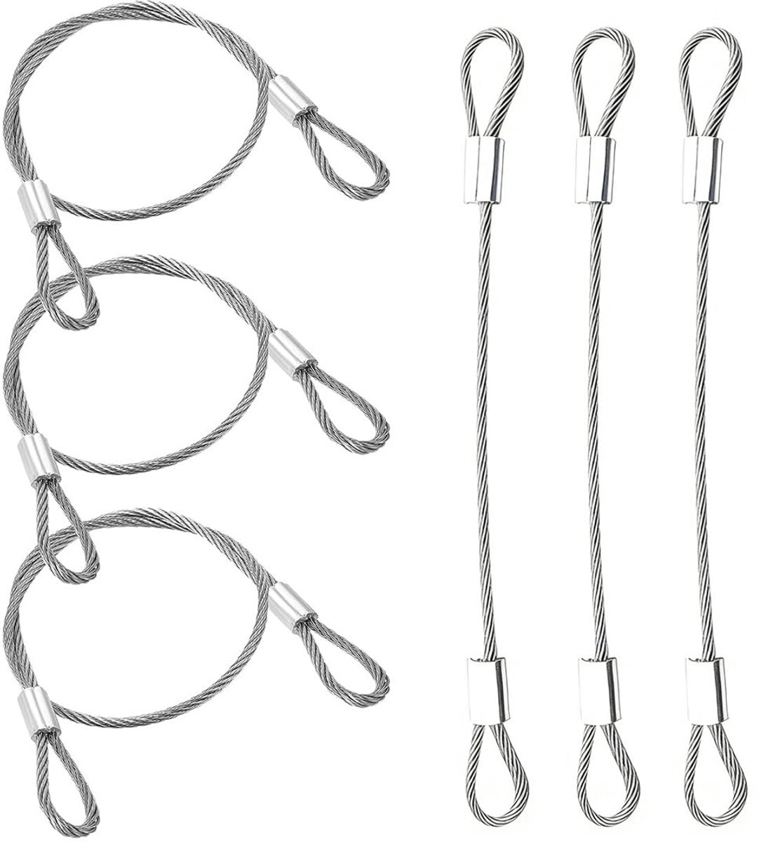 Staalkabels met lussen 30 cm x 2 mm - verzinkt roestvrij staal - robuust voor outdoor - ideaal voor bagageverlichting - ShopVlot