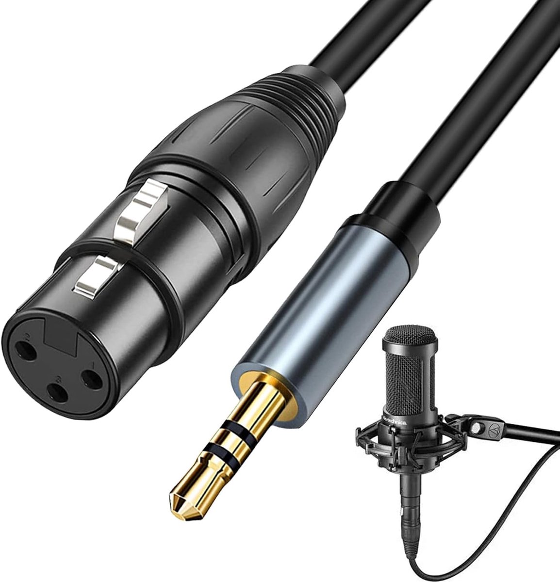 XLR Microfoonkabel 1m - Mannetje naar 3.5mm Stereo - Asymmetrisch - Ideaal voor digitale camera's - ShopVlot