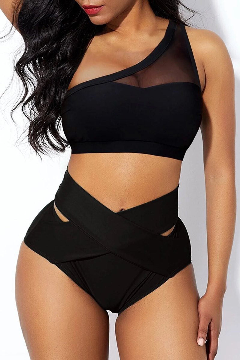 Zwart Dames Ondergoed Set Hoge Taille Tule Details Zonder Beugel Polyester Comfortabel S M L XL