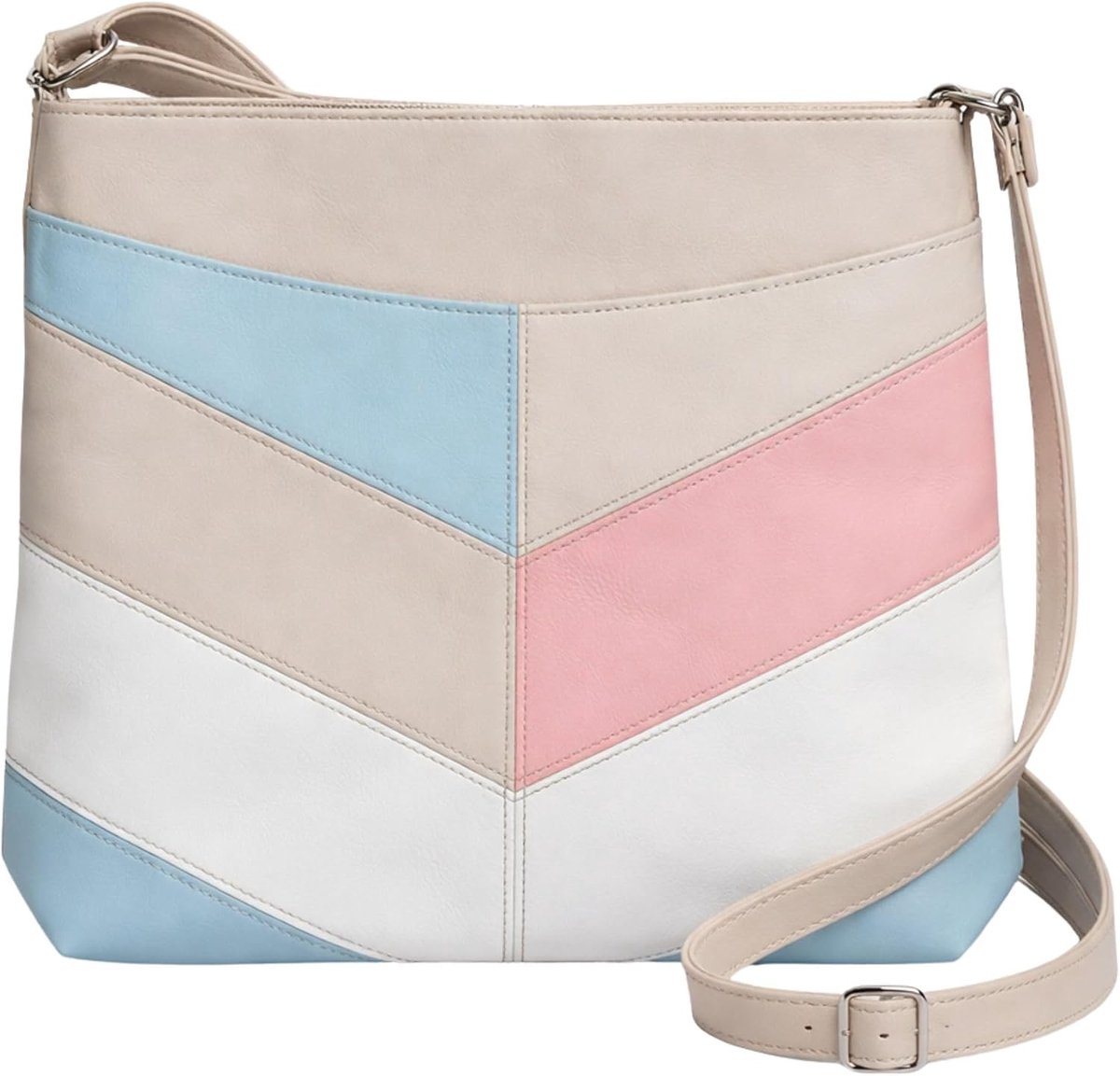 Crossbody tas dames - faux leer - chevron design - trendy schoudertas - ShopVlot
