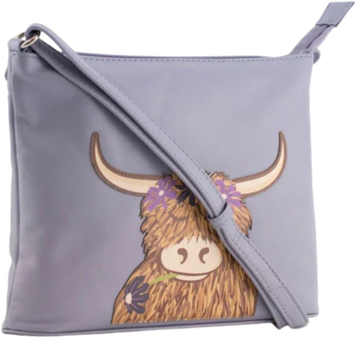 Crossbody-tas dames midi - echt koeienleer lila - ritszakken en verstelbare riem - ideaal voor dagelijks gebruik - ShopVlot
