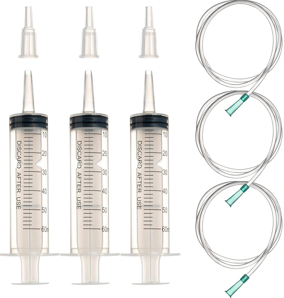 Plastic cilinder 60 ml - met slang - eenvoudig af te lezen - ideaal voor laboratoria - ShopVlot
