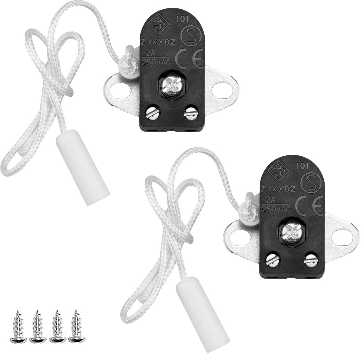 Trekschakelaar met Koord - Flush-Mounted 2 A 250 V - Mini Trekknop - Ideaal voor Lampen - ShopVlot