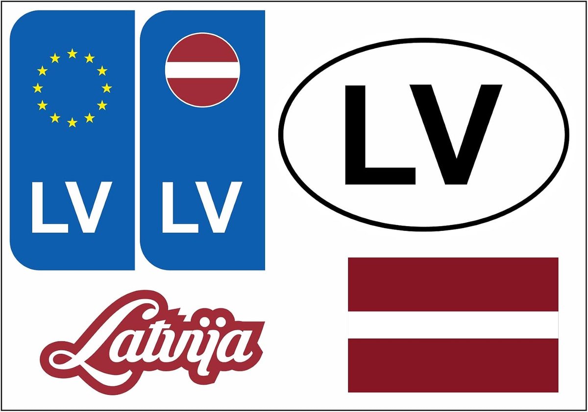 Latvia stickers set 5 stuks - vinyl stickers - diverse formaten - perfect voor auto en motor - ShopVlot
